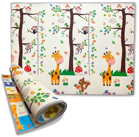GIODICART Maxi Tappeto Gioco Arrotolabile Primi Passi per Neonati e Bambini cm 200x150, Alto Spessore 1 cm