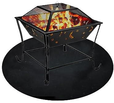 Feuerfeste BBQ Grills Matte - Feuerschale Unterlage Rund Schwarz, 3 Schicht Bodenschutz Unterlage Grill, Feuerresistent, Winter-Kaminmatte