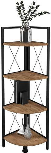 VCM Holz Metall Eckregal Aufbewahrung Stand Regal Bücherregal Deko Bücher Standregal Insasi 4