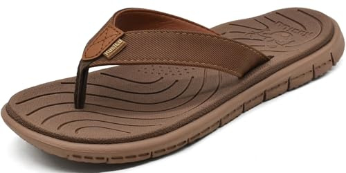 KuaiLu Womens Casual Flip Flops Comfortable Yoga Mat Arch Support Memory Foam Comfort Cushion Summer Beach Pool Slip on Walking Thong Sandals Ladies Orthotic Recovery Plantar Fasciitis Brown 5