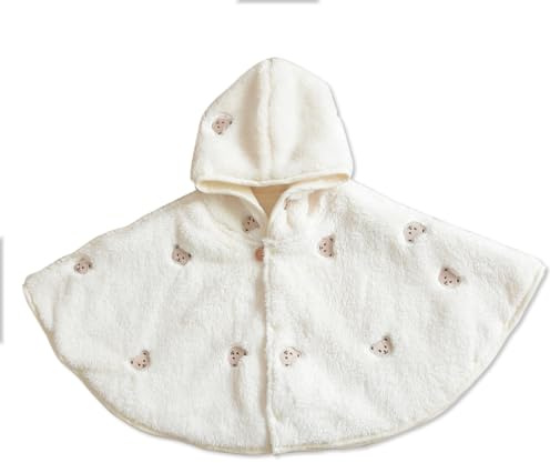 SONARIN Chaude Cape à Capuche Bébé,Manteau d'Hiver Doux Épais Poncho Tout-Petits Mignon Vêtements d'Extérieur Coupe-Vent Veste Châle pour Bébé Garçon Filles 1-3 Ans(Ours)