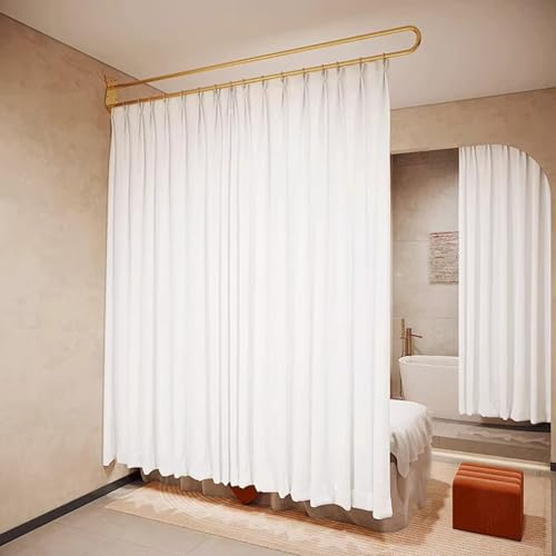 Raumteiler Vorhang Kommerzielle Spa -Raum -Teiler Rod & Vorhang - Weiß, Metallstütze mit Wandmontage Vorhänge, Freistehende Partition Vorhänge für Untersuchungsraum/Klinik/Büro ( Size : 180cm(6ft) )
