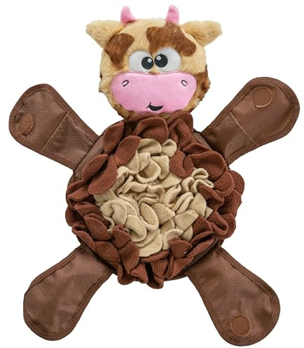 Outward Hound by Nina Ottosson Snuffle Palz Plush Snuffle Mat Dog Treat Puzzle, Non-Slip, Brown, Cow, Large