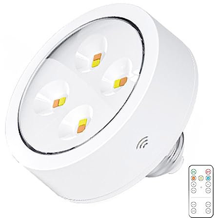 AMZLORD Ampoule de lampe sans fil télécommandée avec vis E26/E27, veilleuse sans fil à intensité variable 6500 K, spot rechargeable, 3 modes d'éclairage, capteur tactile pour éclairage de ga