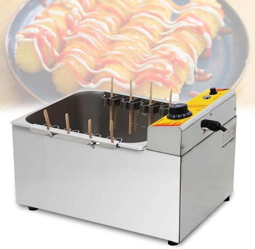 DOZPAL Máquina para freír palitos para Perritos Calientes con Queso de 12 litros, freidora para palitos para Perritos Calientes de 1900 W, máquina para Hacer bocadillos para Perros con maíz Profundo