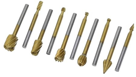10 Stück 1/8 HSS Fräser Bohrer Set Hartmetall Frässtifte Werkzeuge Holz Stein Metall Wurzel Schnitzfräser