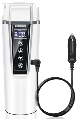 Nardea 24V/12V Travel Electric Kettle for Car/Truck, 400ml Portabel Car Electric Kettle with Mutiple Temperature Control and Cigarette lighter, Car Heating Cup for Hot Water,Coffee,Milk