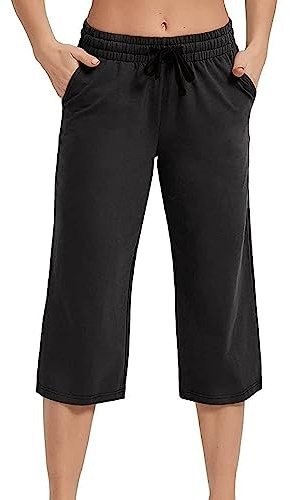 SCBFDI Pantacourt Femme Pantalon Lin Pantalon Yoga Cargo Pants Femme Pantalon D'Intérieur Femme Tenue Tai Chi Femme Jogging Cargo Femme Pantalon Fluide Femme Taille Elastique Vetement Noir 2XL