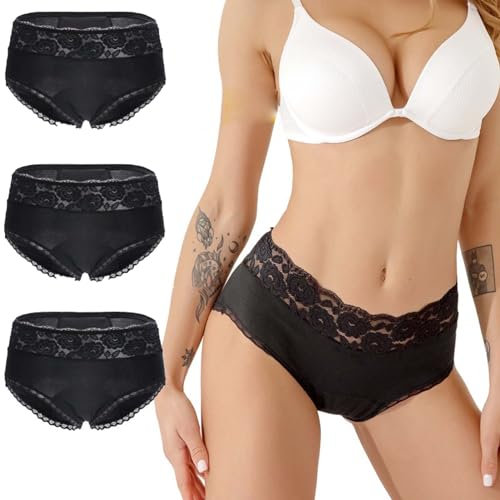 SHANJINL Perioden Unterwäsche Damen 37ML Starke Strömungsabsorption Menstruation Unterhosen Postpartum Slips,Inkontinenz Pants Damen 3 Stück(Size:4XL)