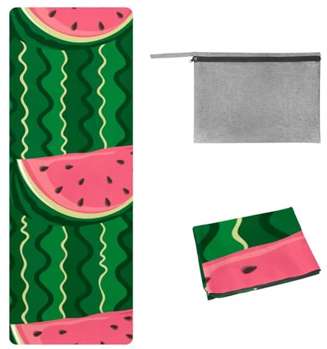 Eslifey Yoga-Handtuch, Wassermelonen-Wellenmuster, rutschfest, schweißabsorbierend, Hot Yogamatte, Handtuch für Hot Yoga, Pilates und Fitness, 185 x 68 cm