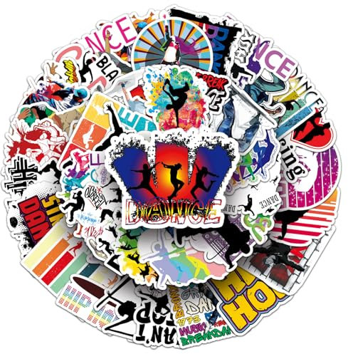 50 Piezas de Pegatinas de Bailar,Pegatinas para Ordenador Portatil Agenda Laptop Skate Botella Agua Guitarras Maletas equipajes Coches y Bicicletas,Dance Impermeable Vinilo Pegatinas