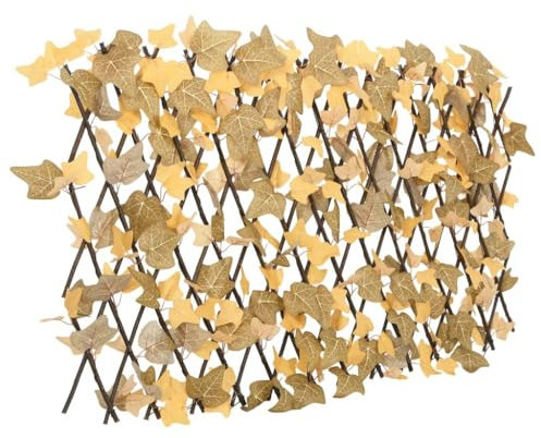 Sufrk Treillis Feuilles Érable Artificiel Extensible Orange 180 x 60 cm, Haie Artificielle Lierre Faux Persistantes Synthétique Anti-chute Frange Vent Balcon Jardin