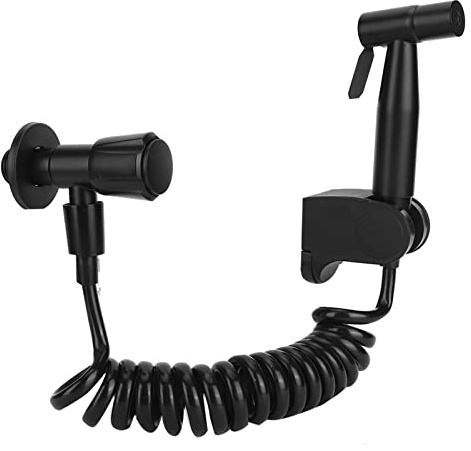 Pulvérisateur de Bidet à Filetage G1/2 pour Toilettes, Kit de Pulvérisation à Main en Acier Inoxydable, Ensemble de Pulvérisation de Bidet pour Salle de Bains et Toilettes, Noir