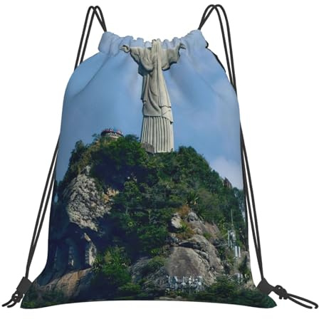 GaxfjRu Rio de Janeiro Monte Cristo Cinch Tasche mit Kordelzug – praktische und wasserdichte Tasche mit Kordelzug für Fitnessstudio, String Rucksack, Weiss/opulenter Garten, Einheitsgröße