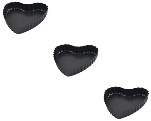 Amosfun 3pcs Heart Shaped Cake Tin Carbon Steel Baking Pan High-Gloss Surface Heat Conductive Easy to Clean