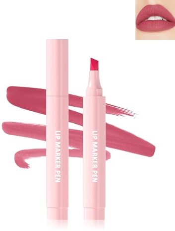 Wasserfester Marker Lipliner Matt, Rose Hydrate Tattoo Lip Tint Stain Marker Pen, Langlebig Liquid Lippenstift, Hochpigmentierter Lippenkonturendtift, No-Transfer Lipgloss, Makeup für Women's-05