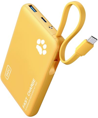 INIU Power Bank, Minigröße 20W 10000mAh PowerBank mit Integriertem USB-C Kabel, PD3.0 QC4.0 USB C In&Out, Klein Aber Stark Externe Handyakkus für iPhone 16 15 14 13 12 Pro Max Mini Samsung S23 iPad | Angebrachtem USB C Kabel, Flugtauglich, Reise-Essential, Powerbank für iPhone 17 16 Pro, Samsung S26 S25, Xiaomi, iPad etc