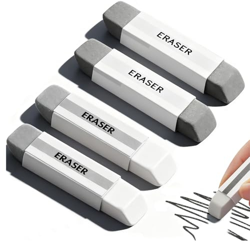 SANTUO Rubber Erasers 4Pcs Natural Rubber Eraser Set, Ink Eraser for Pen Marks Removal from Paper Pencils Ballpoint Pens Erasers Multipack