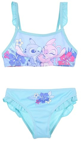 Disney Stitch et Angel Bikini pour Fille, Arc-en-Ciel du Maillot de Bain à Deux Pièces, Natation des Enfants, Taille 4 Ans, Bleu