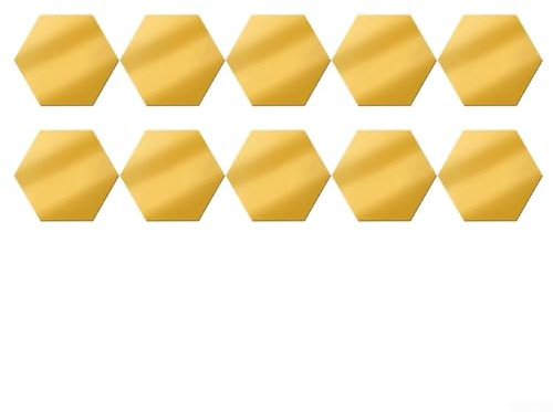 Lastdaytime 24 Stück Wandaufkleber, Wandbilder, Spiegel, abnehmbare Acryl-Sechskant-Kunststoff-Spiegelfliesen, DIY-Spiegelfolie für Zuhause, Wohnzimmer, Schlafzimmer, Dekor (L 24 Stück, Gold)