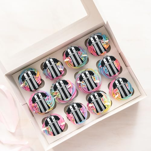 24 x Pre-Cut Black And White Football Themed Edible Wafer Rice Paper Cupcake Topper Cake Decoration Newcastle