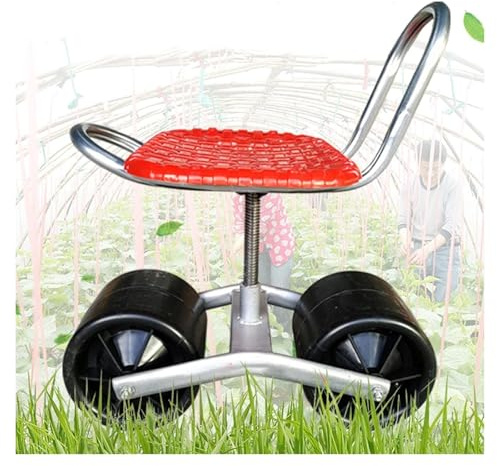 Rolling Garden Cart Stool with Comfortable PP Seat Multi Purpose Gardening Scooter with Wheels for Planting Picking and Moving Perfect Work Chair for Gardeners