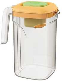 Tea Set 2.2L Refrigerator Cold Water Pitcher Summer Large Capacity Transparent Drink Bucket Kitchen Bedroom Plastic Jug Teapot Set(Yellow)