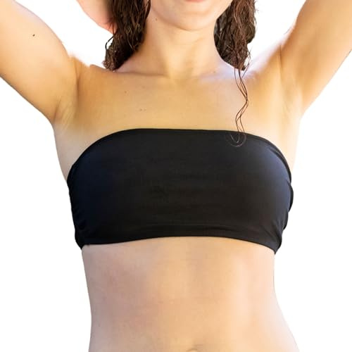 LaJolieFun - Haut de Maillot de Bain Bandeau Femme 2-en-1, sans Armatures, Imprimé Panthère Noir, Matière Recyclée