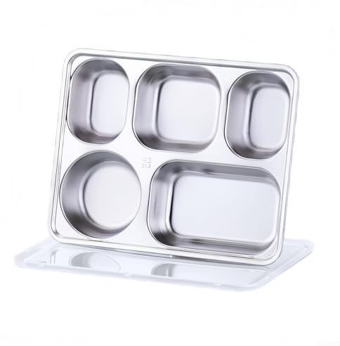 Boîtes à goûter en acier inoxydable avec couvercles transparents, empilables et conçues pour garder les collations organisées et les déversements (5 compartiments)