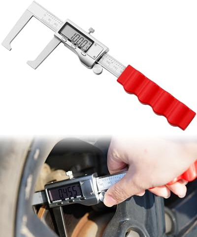 Brake Rotor Measuring Tool, Digital Caliper for Disc Brake Thickness, Rotor Gauge - No Wheel Removal, 6” Stainless Steel Vernier Rotor Micrometer, Large LCD, Inch/Metric Modes, Silver
