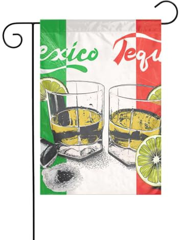 Bandiera del Messico e stampa tequila per feste, bandiere invernali all'aperto e striscione da cortile per veranda, prato, giardino decorazioni natalizie