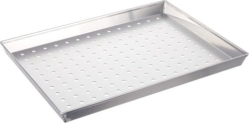 Teglia forata da forno per pane Pizza focacce dolci biscotti rettangolare cucina Professionale in Lega Alluminio 3003 con fori Bordi Ripiegati Saldature Eccellenti (35x28h3)