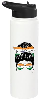 Indian Girl India Indian Flag Patriotic Proud Indian Girl Stainless Steel Insulated Water Bottle
