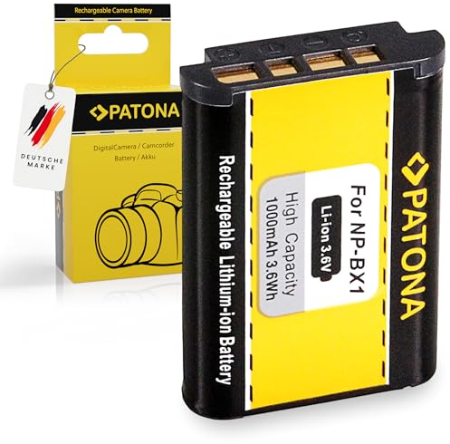 PATONA NP-BX1 Akku 1000mAh Ersatzakku kompatibel mit Sony CyberShot DSC-RX1 R RX1 RX100 II III IV V VI VII M HX50 HX60 HX80 HX90 HX99 HX400V WX300 WX500 HDR AS50 CX240 DSC-RX100 DSC-HX50 NPBX1 NP BX1
