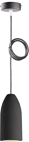 Buchenbusch urban design Betonlampe dark edition 7,5 x 16 cm, Deckenlampe einflammig, LED Pendelleuchte mit Textilkabel Baumwolle, Hängelampe Esstisch Küche Wohnzimmer, Baldachin schwarz
