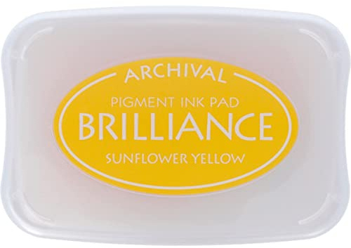 Tsukineko Brilliance Stempelkissen - Gelb, Sunflower Yellow - Groß - Beständig Gegen Ausbleichen, Deckend, Wasserfest - Embossing
