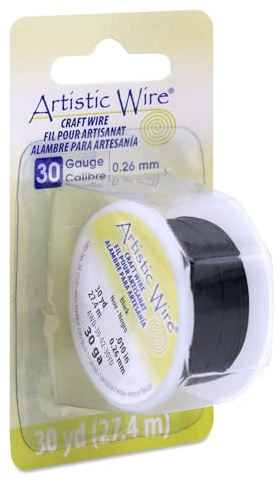 Artistic Wire, 30 Gauge Tarnish Resistant Colored Copper Craft Wire, Black, 30 yd