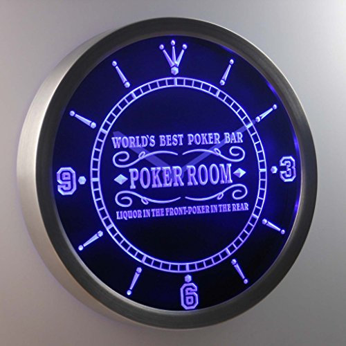 ADVPRO nc0454-b Best Poker Room Liquor in Front Bar Beer Neon Sign LED Wall Clock Uhr Leuchtuhr/Leuchtende Wanduhr