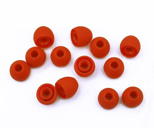 Xcessor Replacement Silicone Earbuds 7 Pairs (Set of 14 Pieces). Compatible With Most In Ear Headphone Brands. Size: MEDIUM Red