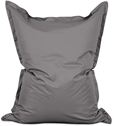 Lumaland Riesen-Sitzsack XXL 140x180 cm | Wasserfestes Indoor & Outdoor Liegekissen mit über 3 Mio. anpassungsfähigen EPS-Perlen | Bean Bag mit waschbarem Bezug [Grau]
