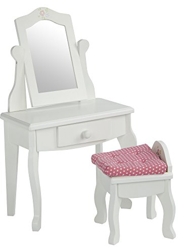 Olivias World 18 Zoll Babypuppen-Möbel Holz Schminktisch Hocker TD-0207A