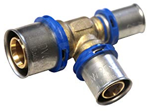 EasyPRESS Pressfitting T-Stück reduziert DVGW für Mehrschichtverbundrohr u. PE-RT (Pressprofil: TH - Kontur) T-Stück reduziert in (26 x 20 x 16 mm)
