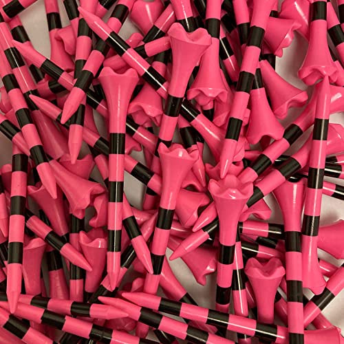Pride Golf Tee Performance Plastic Golf Tees - 100 Count, 3-1/4 Inch - Citrus Pink - Striped for Consistency - Low Resistance Head Design