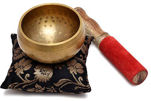 Zap Impex ® vacker julklapp ny handfållad guldfärgad mässing kallskål tibetansk meditation yoga klavskål 3,5 tum