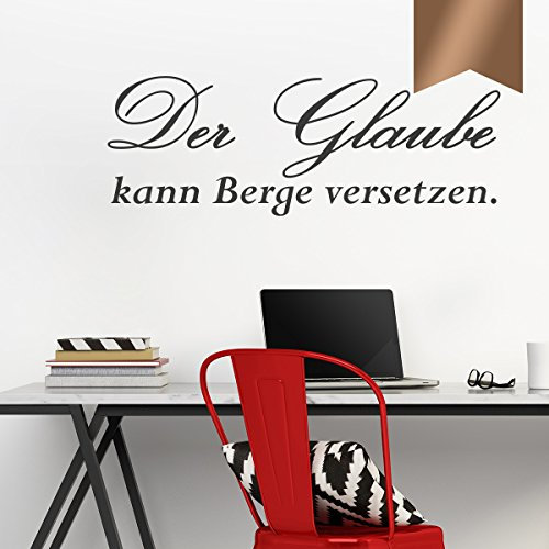 WANDKINGS Wandtattoo - Der Glaube kann Berge versetzen. - 50 x 17 cm - Kupfer - Wähle aus 5 Größen & 35 Farben