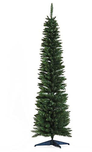 HOMCOM Arbre de Noël Artificiel 180 cm avec Branches réalistes, Arbre de Noël Haut et étroit avec Base en Plastique, Vert