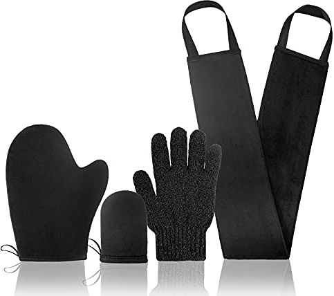 Self Tanning Mitt Set Includes Self Tanner Mitt Mini Tanning Glove Treatment Details Exfoliating Glove Self Tanner Back Applicator with Handles for Even, Streak-Free Glow