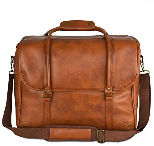 Freshore® 6 Wine Bottles Carrier Leather Bag - Insulated Cooler Travel Tote - Premium Large Portable Bottle Carrying, Waterproof Full Padding Wine Lovers Protection, Light Brown