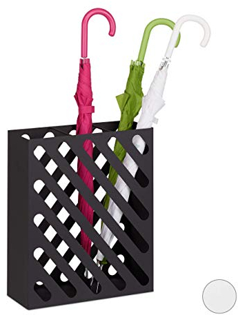 Relaxdays Regenschirmständer XL, rechteckiger Schirmständer f. Regenschirme & Gehstöcke, Stahl, 48 x 40 x 15 cm, schwarz