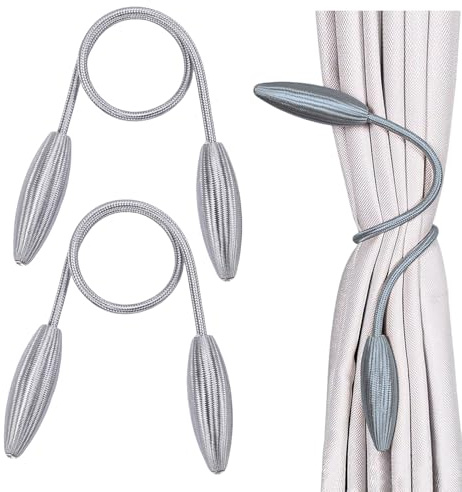 2 Stücke Kreativ Vorhang Raffhalter, Vorhang Raffhalter, Langlebige Legierung Gardinenhalter, für Home Office Wohnzimmer Schlafzimmer Küche Fensterdekoration(Grau